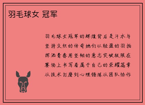 羽毛球女 冠军