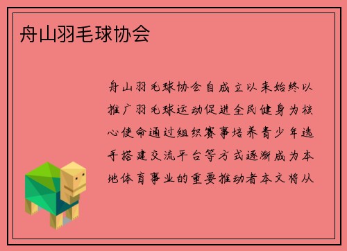 舟山羽毛球协会